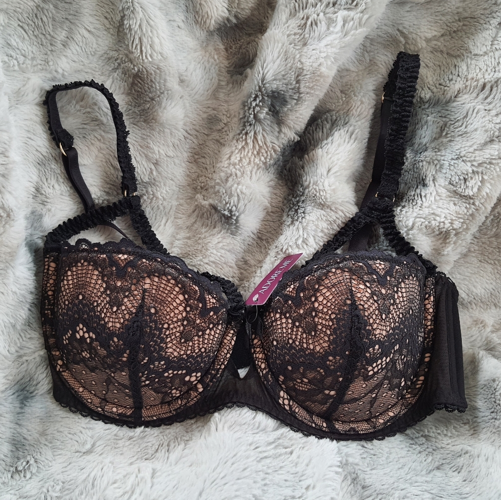 NWT Adore Me Kimmy Push-Up w/Thong, Black, 36C & L